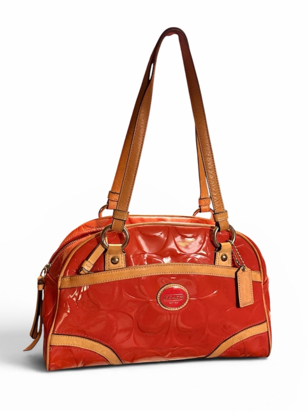 Coach Peyton Embossed Patent Leather Satchel with Leather Straps